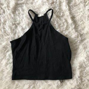 Black high neck crop tank